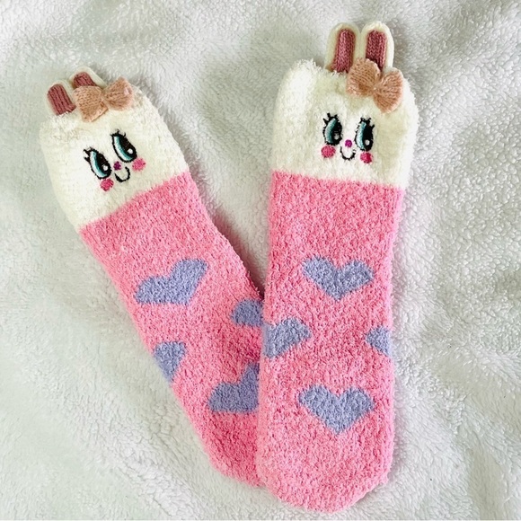 NWT Fox & Bunny Christmas Gift Socks - 3D Fluffy Thick Warm Winter Socks M 5-10 - Picture 3 of 13